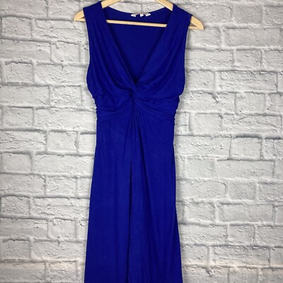 Redherring Maternity Dress Ruched Front Cobalt Blue Tie Belt Size 10
