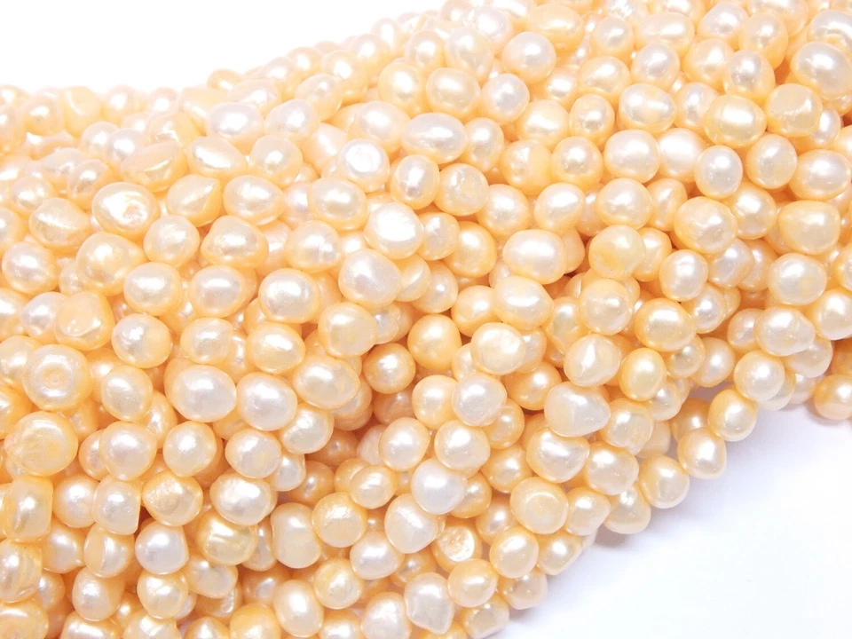 Zuchtperlen Natur 8mm Creme  Apricot Reiskorn Süßwasserperlen Schmuck Perle D488 - Bild 2 von 4