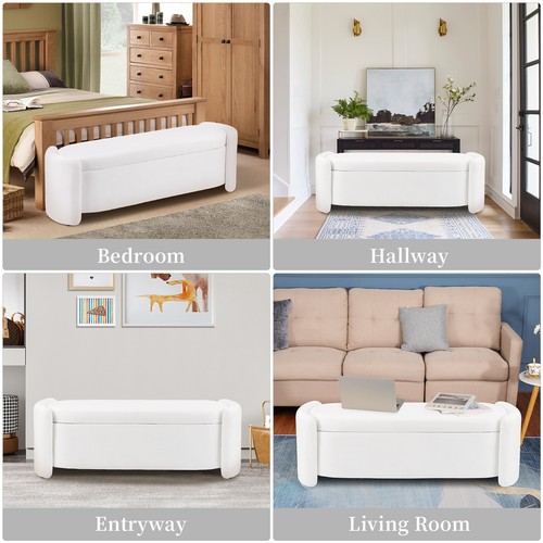 51"End of Bed Storage Ottoman Bench Entryway Bedroom Upholstered Footrest Lounge - Picture 8 of 13