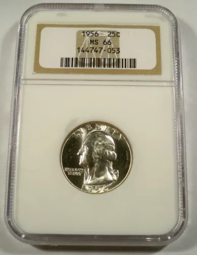 1956 NGC MS66 WASHINGTON QUARTER SILVER WHITE 25c MS 66