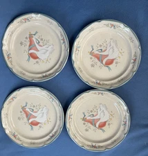 4 International China White Goose Marmalade 7 1/2" Salad Plates, Japan