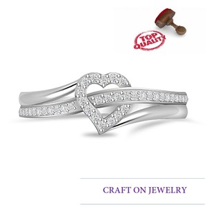 Solid-925-Silver-Wedding-Love-Diamond-Heart-Shape-Band-Ring-In-14K-Gold-Over