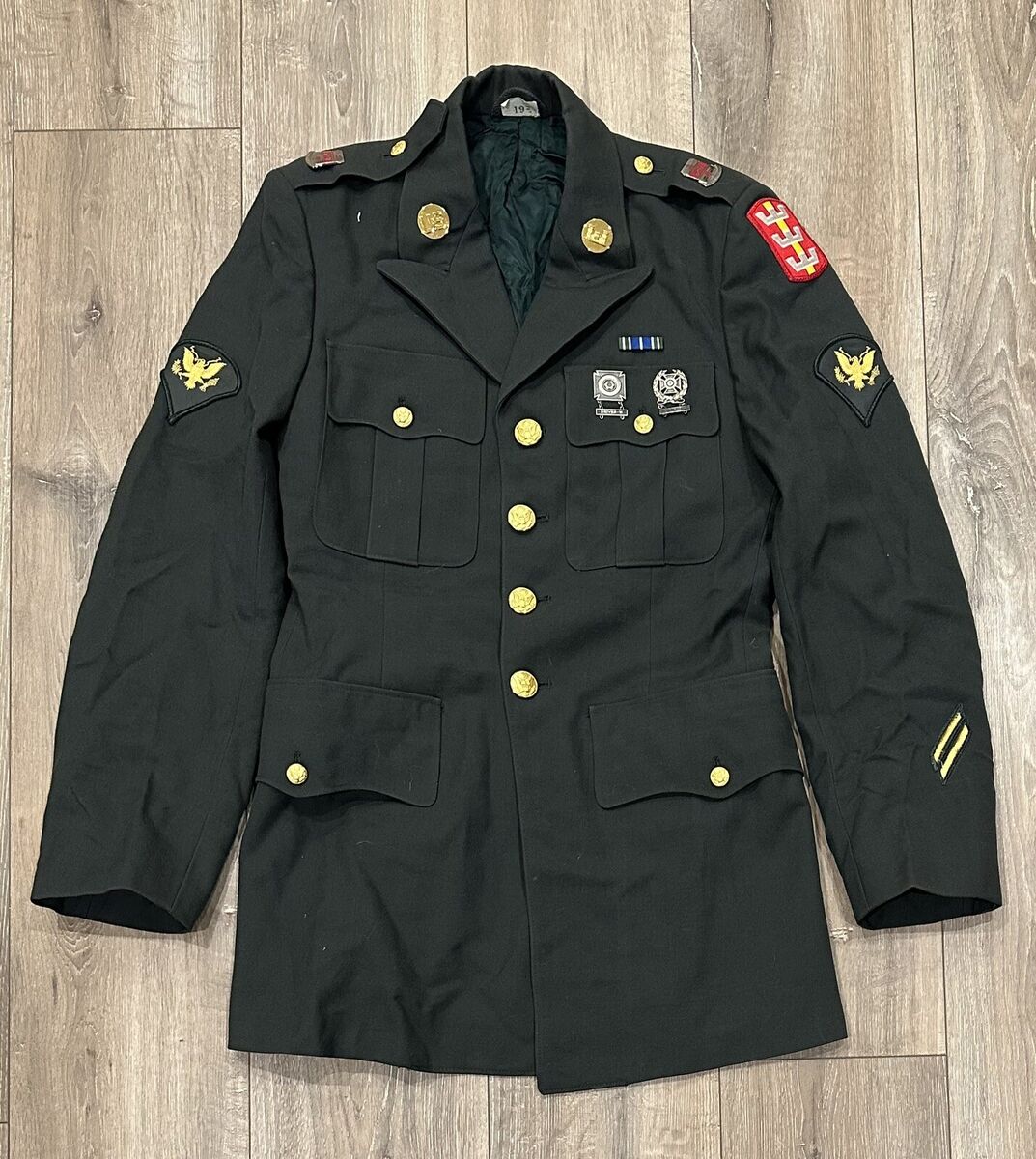 Vintage Men's ARMY Class A Green Blazer Jacket 35L Medals Vintage Men's ARMY Class A Green Blazer Jacket 35L Medals