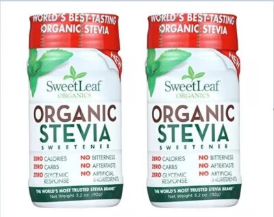 SweetLeaf Organic Stevia Shaker Jar, 230 Servings Pack of 2
