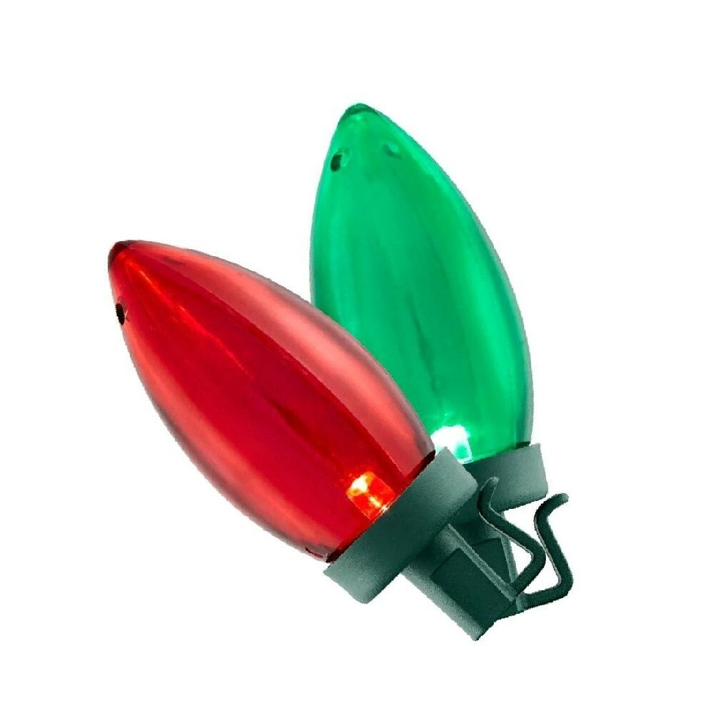 100Light Smooth LED C9 Super Bright Red Green Christmas Lights Spool