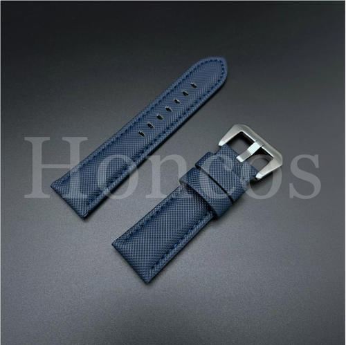 Correa de reloj de cuero de lona de nailon azul de 24 mm de repuesto para Panerai - Imagen 5 de 5