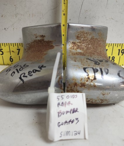 Used OEM RH/Right&LH/Left Rear Core Chrome Bumper Guards 1955 Oldsmobile (SVM124 - Picture 5 of 12