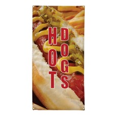 Vertical Vinyl Banner Multiple Sizes Hot Dogs Food and Drink Restaurant and Food