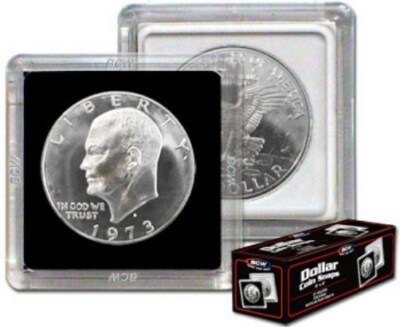 Box of 25 BCW 2X2 Hard Plastic Coin Snaps Ike /Morgan SILVER DOLLAR coin holders