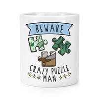 Beware VerrüCkte Puzzle Mann Makeup Pinsel Bleistift Topf Lustig Dad