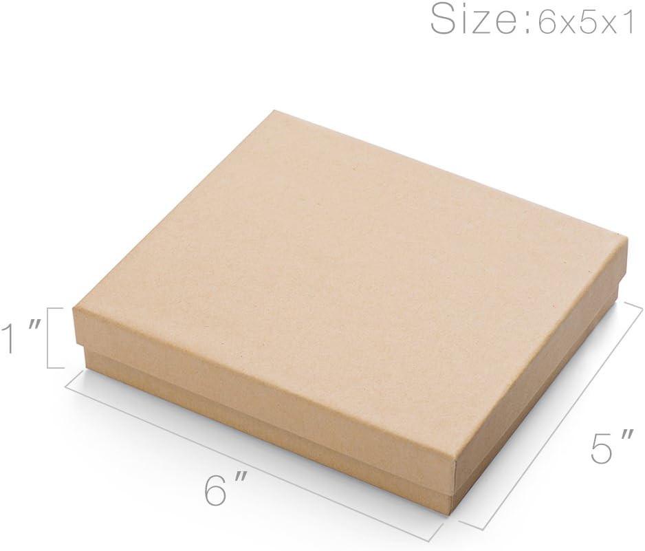 MESHA 42PC Jewelry Gift Boxes with Lids, Kraft Jewelry Box 6x5x1, Cotton Filled