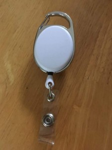 White Decorative Retractable Badge Holder Clip