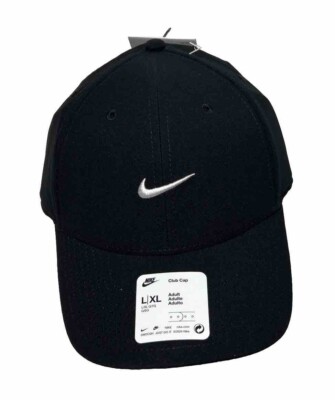 Nike Club Cap Black w/ White Swoosh FV5563-010 Size L/XL