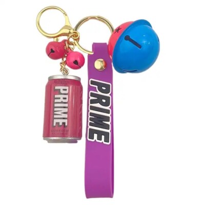 PRIME DRINK CAN  KEY CHAIN WITH BELL PENDANT GIFT [ PINK ]