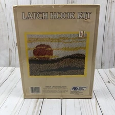 New Sealed! 1980s National Yarn Crafts Latch Hook Desert Sunset Boho