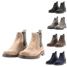 Stivaletti Uomo in Camoscio Invernali Stivale Chelsea Made in Italy Suola Gomma