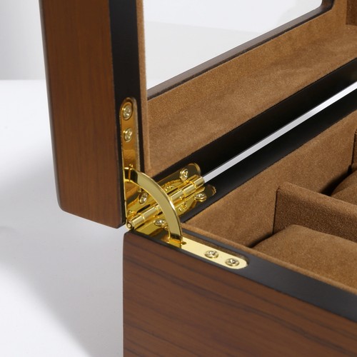 Caja de reloj de madera de 6 ranuras organizadora con tapa de vidrio vitrina de almacenamiento de joyas regalo - Imagen 14 de 16