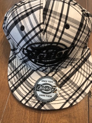 Genuine Dickies Plaid Flat Bill Trucker Baseball Hat Fitted Size S/M New w Tags