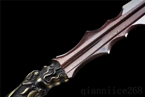 86' damascus folded steel blue blade san guo zhao yun qiang dragon handle - Picture 5 of 11