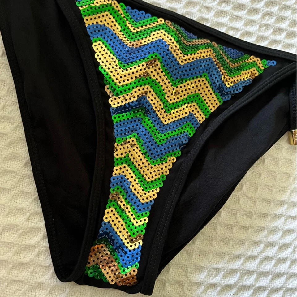 Pantalones de bikini vintage Coogi chevron lentejuelas TALLA MEDIANA corbata lateral Y2K Foto 4 de 4