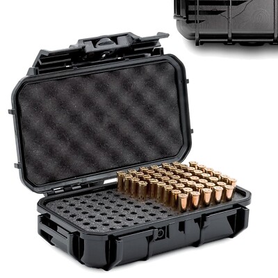 Durable Crushproof Ammo Case with Twist Lock - Organize 100 Rounds Effortlessly=