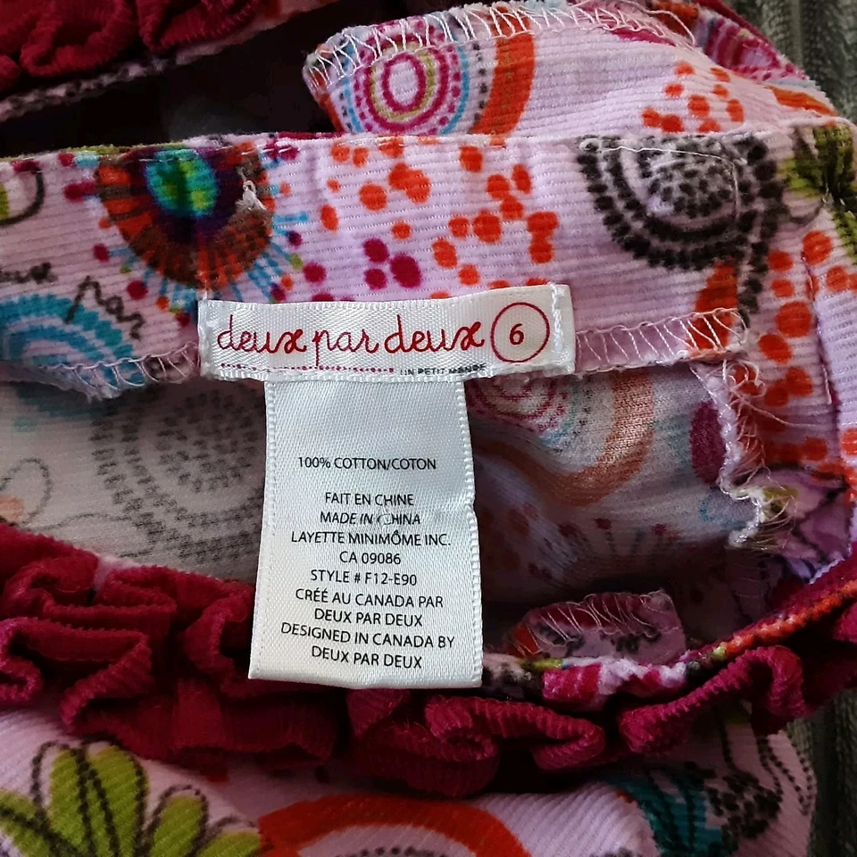 DEUX PAR DEUX Pink Floral Long Sleeve Corduroy Dress Size 6  EUC - Image 4 of 4