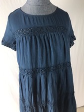 Alice & UO Urban Outfitters Size XS Navy Blue Peasant Lace Dress Boho