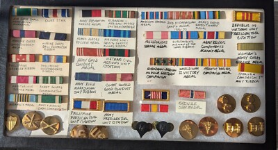 Original Military Ribbon & Disc Collection WWII Vietnam Philippines ...