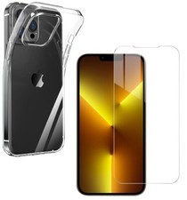 FOR APPLE IPHONE 13 PRO MAX SILICONE CASE COVER TEMPERED GLASS FILM