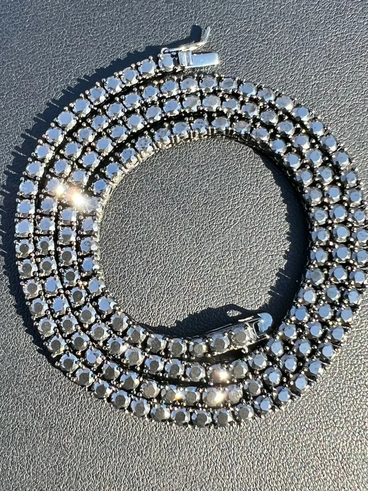 20ct Round Lab Created Diamond Women 3mm Tennis Necklace 14K Black Gold Plated - Image 2 of 4