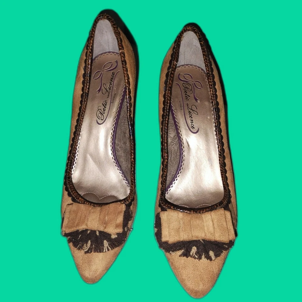 Poetic License Лондон коричневый ретро стиль насосы размер 9,5 Funky уникальный Artsy - Изображение 2 из 4