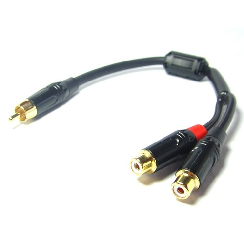 Dual RCA Female to RCA Male Phono Y Splitter Cable Lead-T Subwoofer Audio Sub - Picture 4 of 4