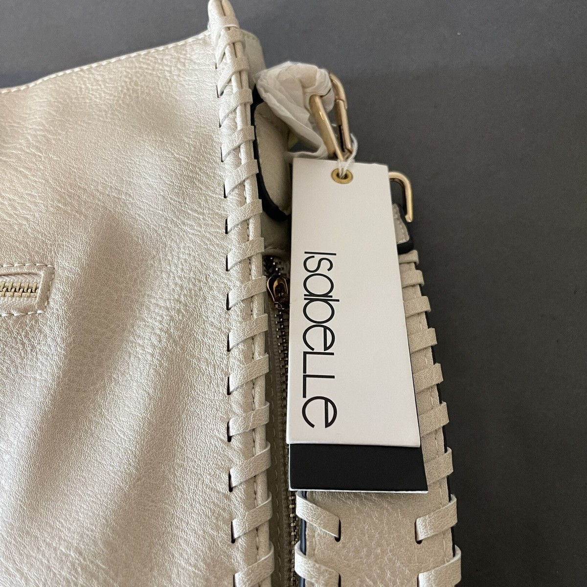 Isabelle Vegan Crossbody Bag-Cream NWT white Purse 13in By