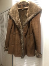 Vintage Fuda Faux Fur Suede Long Line Coat Size Large
