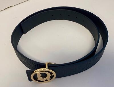DIOR Men Black Leather Reversible Belt 35mm w/Gold Oblique Dior