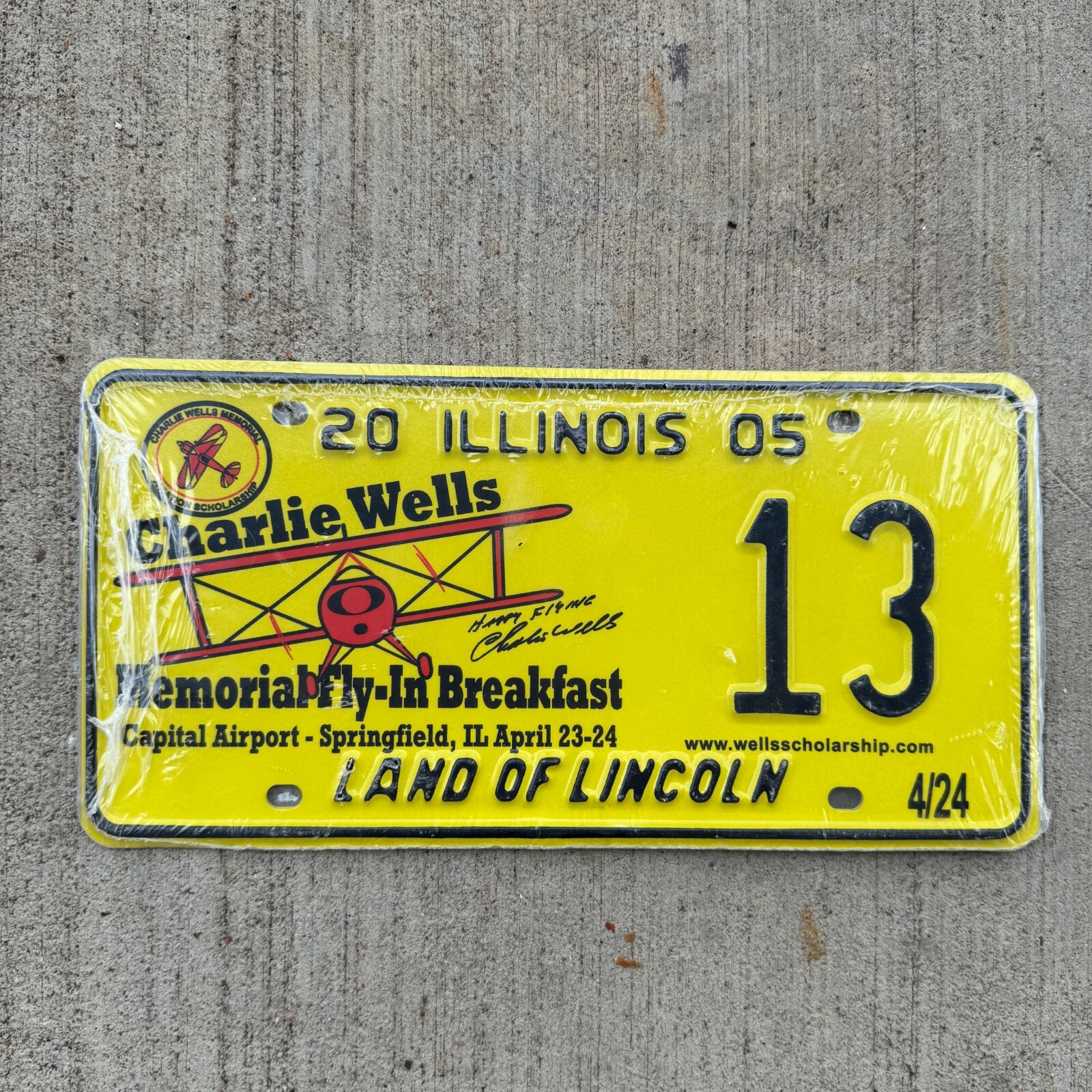 2005 Illinois EVENT License Plate PAIR Auto Tag Garage Wells Air Plane 13