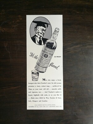 Vintage 1937 Teacher's Highland Cream Scotch Whiskey Original Ad 721