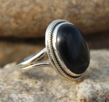 Natural Black Onyx Gemstone 925 Sterling Silver Ring Handmade Jewelry Gift D-121