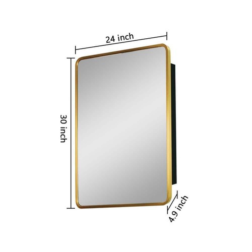 Unbranded Medicine Cabinets 24" x 30"Recessed Framed Surface Mount Mirror Gold - Picture 6 of 7