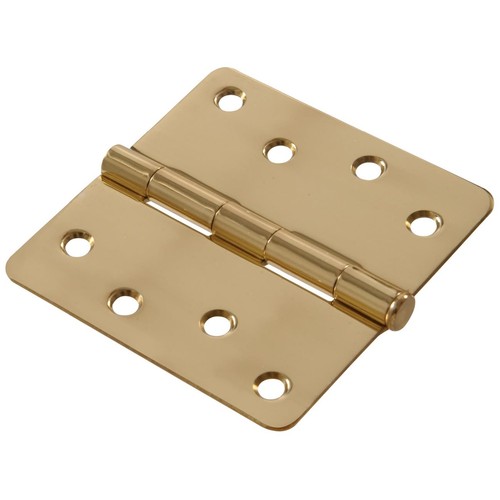 Hillman 1/4" Round Corner Door Hinge Bright Brass (4") 852616