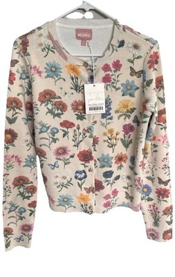 Show Me Your Mumu Cafe Cardigan French Floral Knit Size M NWT