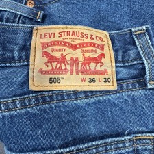 Levis 505 Regular Fit Mens Jeans 36x30 Medium Wash Blue Straight Leg