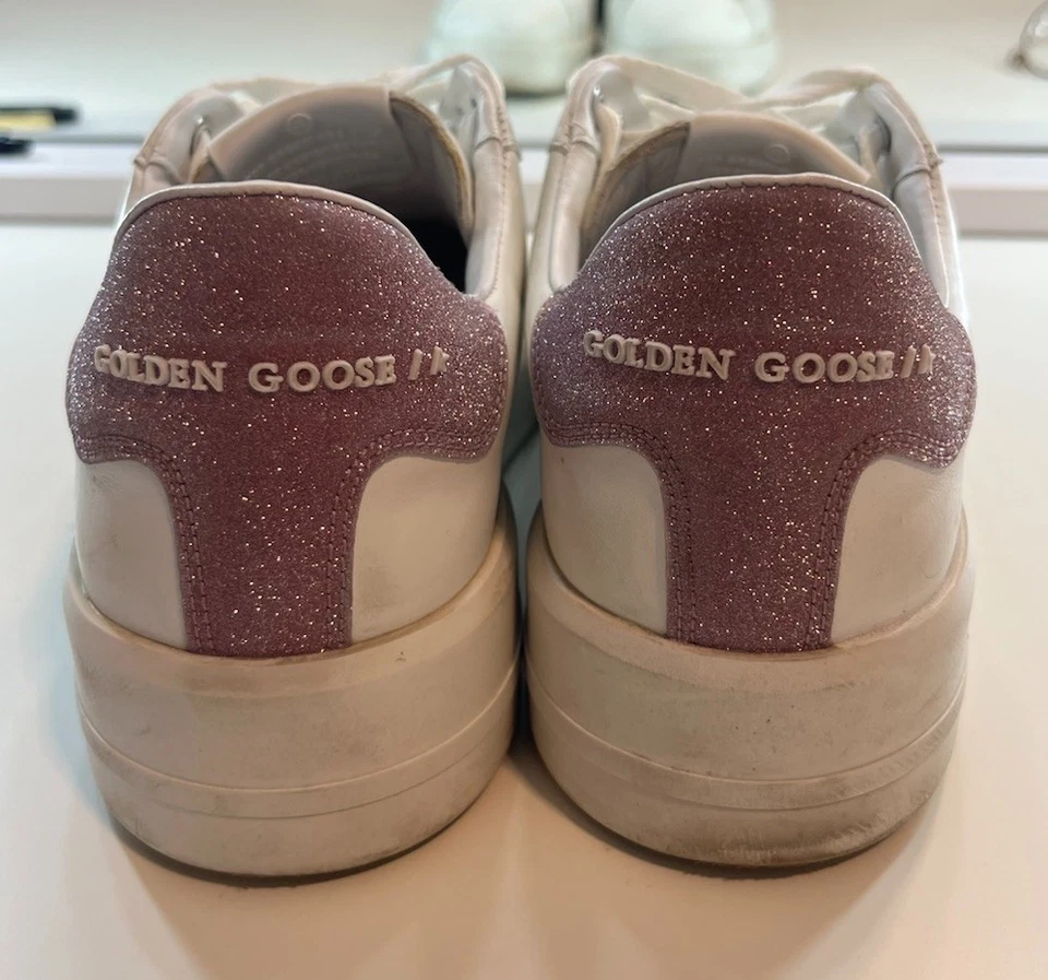 White And Pink Glitter Golden Goose Pure Star Sneakers Size 39 Or 9 Womens - Image 3 of 4