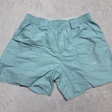 Aftco Shorts Mens 34 Blue Nylon Fishing Tackle Performance Cargo Elastic Outdoor