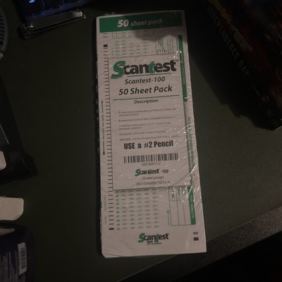 Scantest E Scantron Compatible Testing Sheet (50 Pack)sealed  