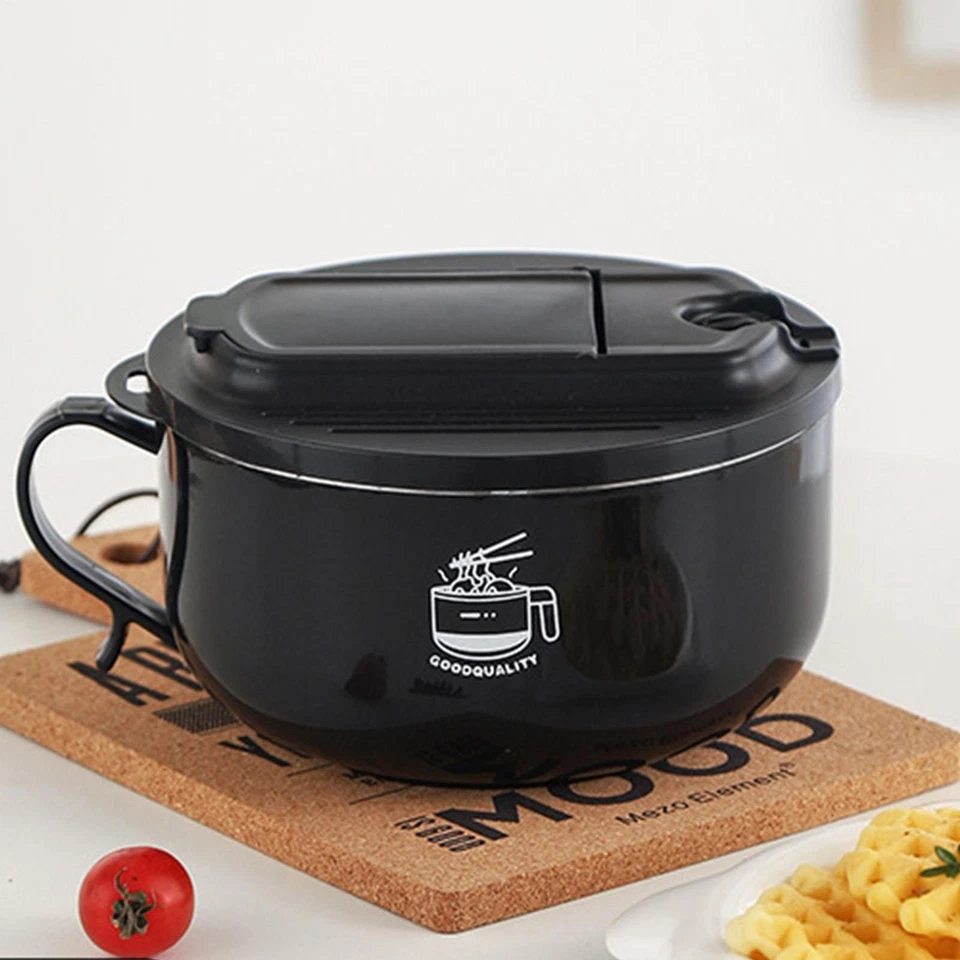 Cuenco de fideos instantáneos para microondas Ramen Bowl con tapa palillos cuchara Foto 4 de 4