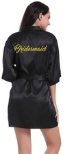 Women's Satin Kimono Robes with Gold Glitters Bride Bridesmaid Wedding Party ...