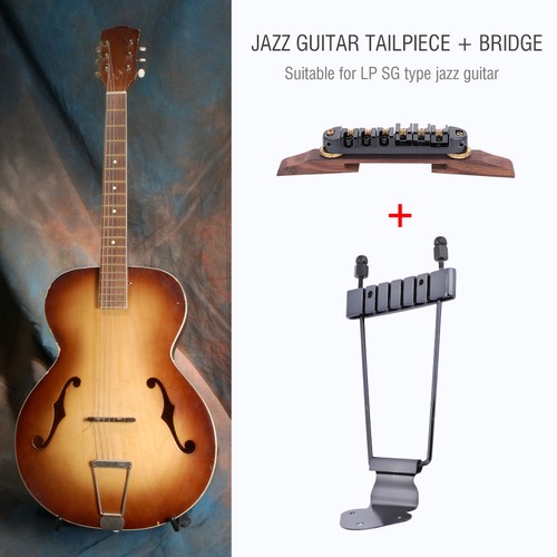 Tailpiece Rosewood Base Bridge with Roller for 6 String LP SG Jazz Guitar - Picture 3 of 7