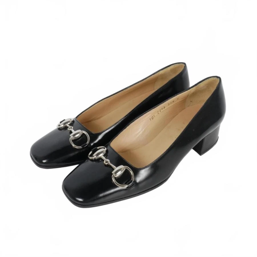 GUCCI Escarpins Femme Talon Horsebit Cuir Noir EU35.5 0061430K Authentique