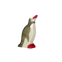 Holztiger Holzfigur Pinguin Mit Gerecktem Kopf Holzspielzeug